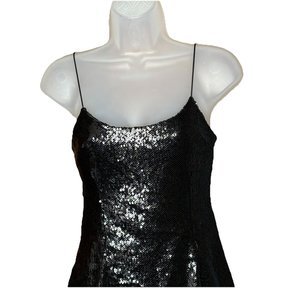 PrettyLittleThing Dress Women 0 Black Sequin Y2K Party‎ Club Glam Baddie Mini - Picture 3 of 16